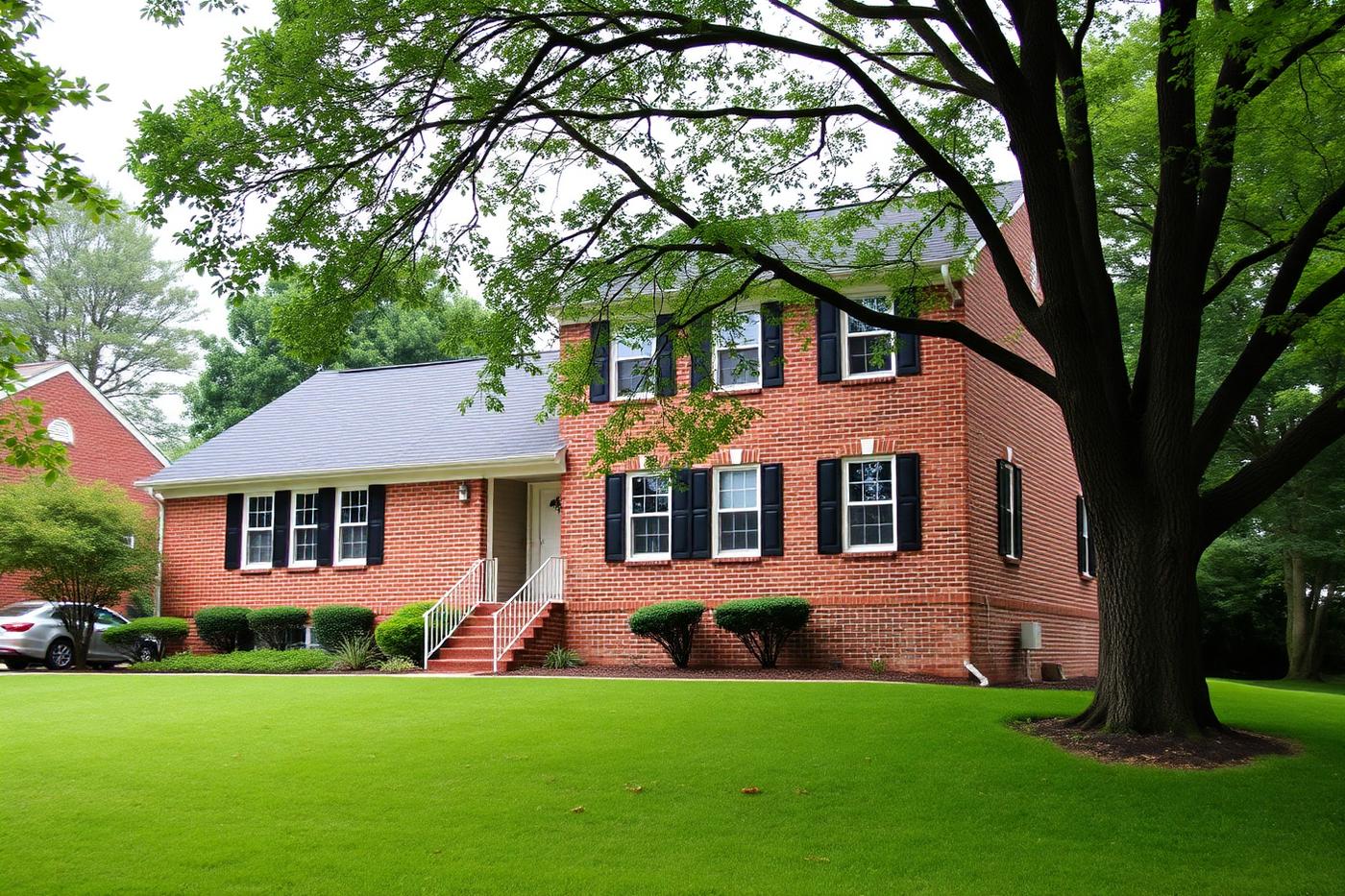 Brick Virginia home with a crawl space foundation on a humid summer day